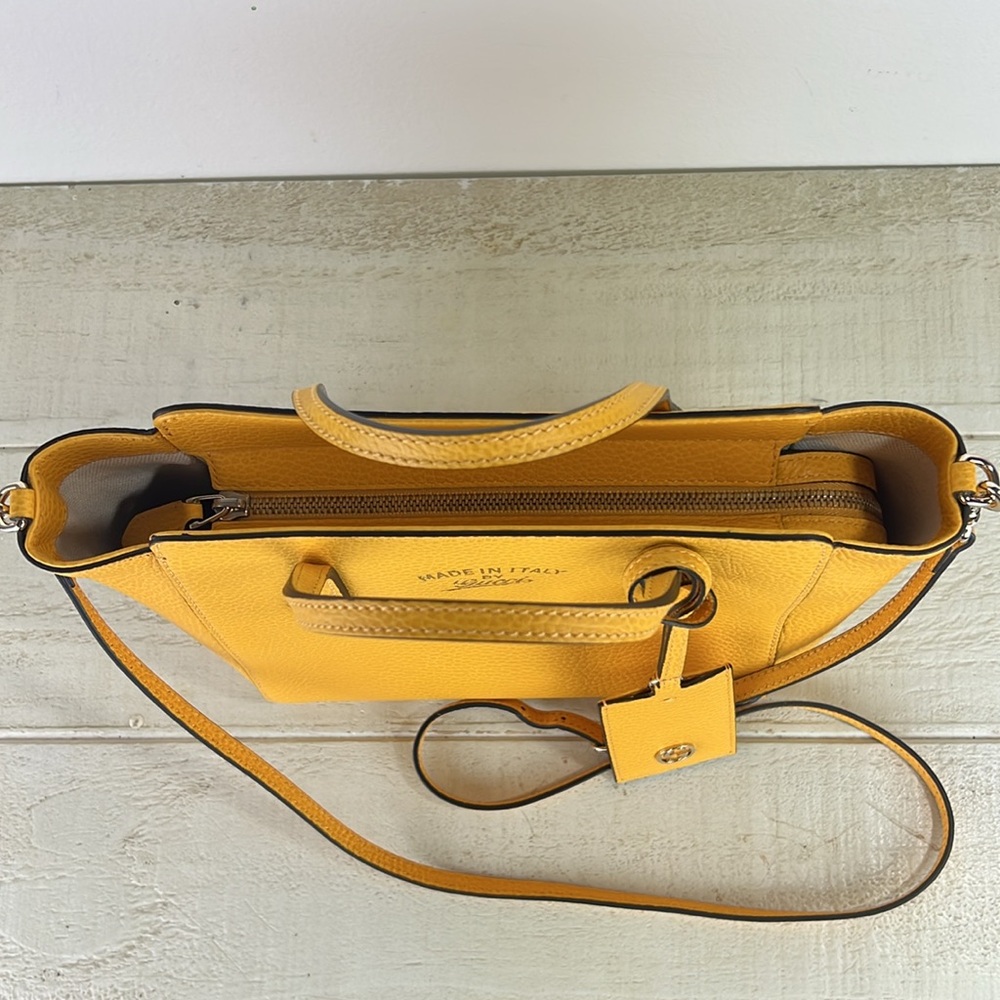 Gucci Yellow Leather Mini Swing Tote Bag ✅COA Included - Picture 4 of 16